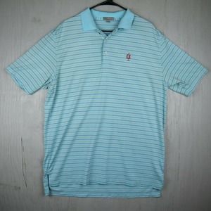 Peter Millar Summer Comfort 1894 Short Sleeve Polo Shirt Mens Size L Blue Red